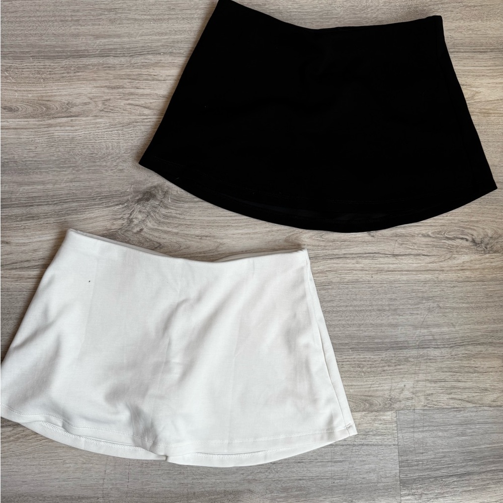 Black and White Mini Skirt/Skort Set